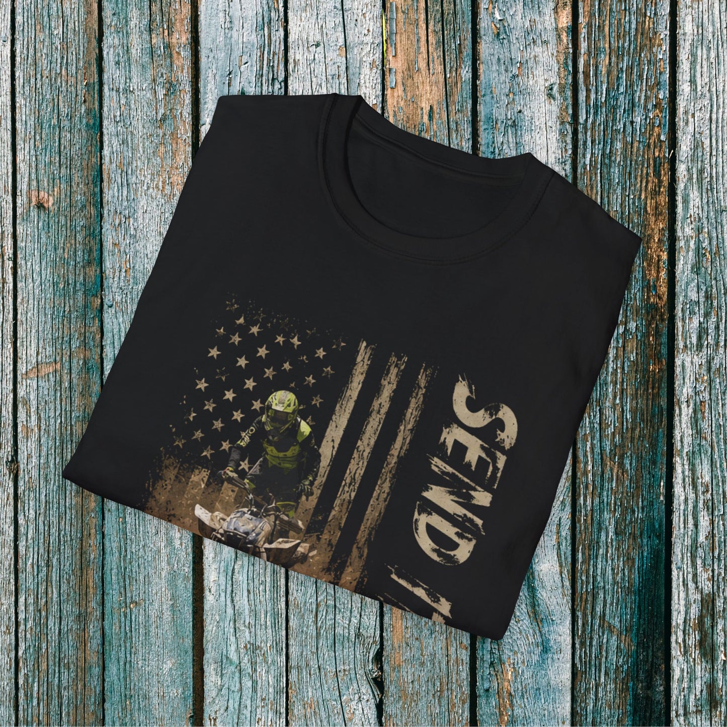 Distressed Patriotic Flag Four wheeler Racing Shirt | Honda 450 ATV Racing | AXC Arkansas Pro Racing Series | Dickerson