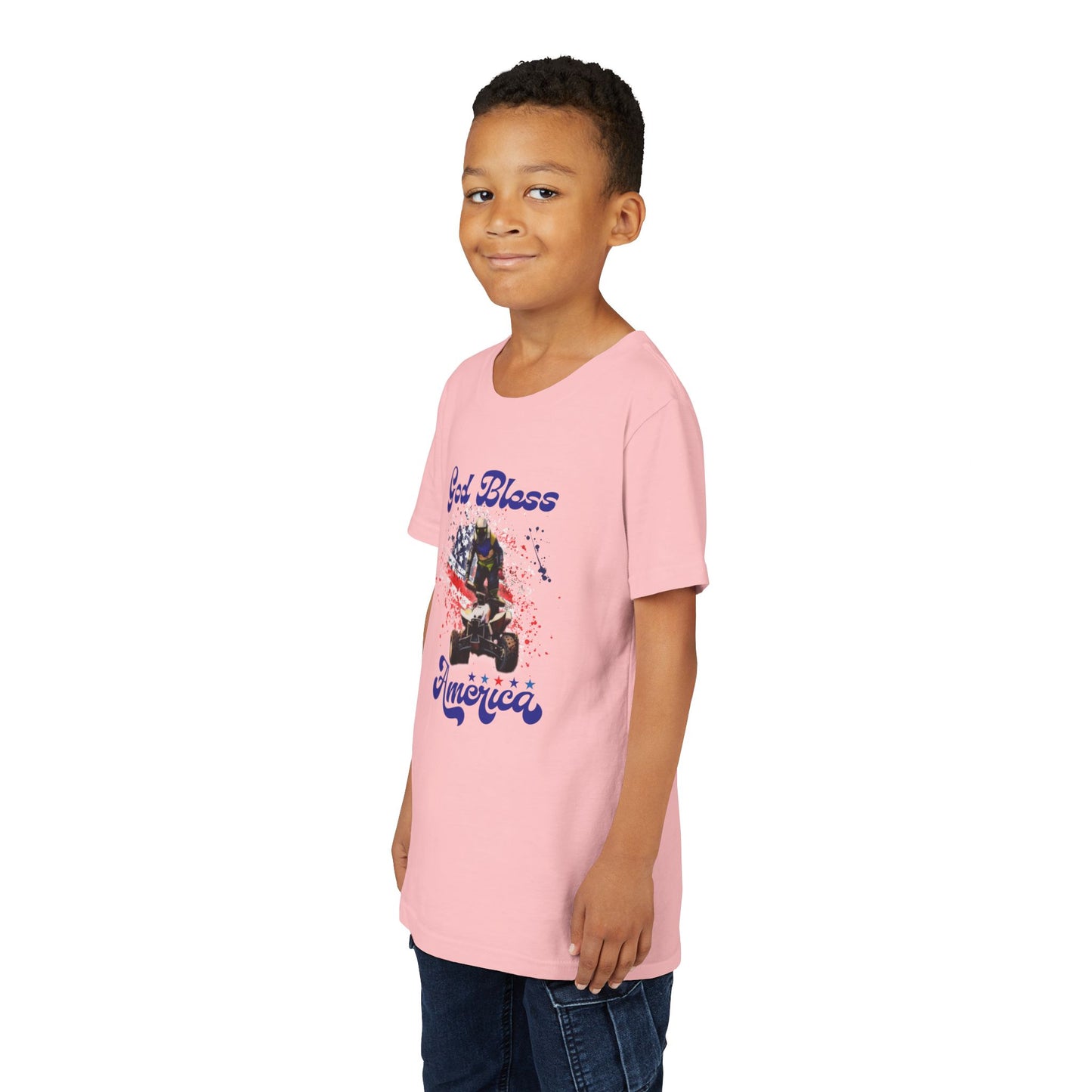 Youth God Bless America Four wheeler Riding Shirt | Honda 450 ATV Racing | AXC Arkansas Pro Racing Series | Dickerson