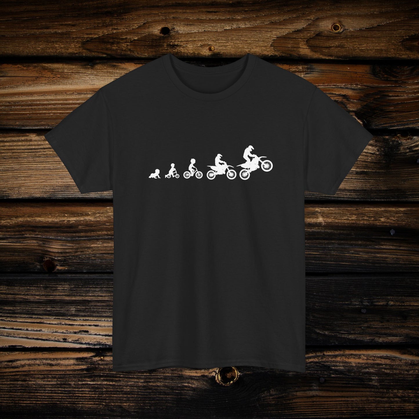 Dirt Bike Evolution T-Shirt | "From Strider to Bicycle to Dirt Bike" | Funny Racing Shirt