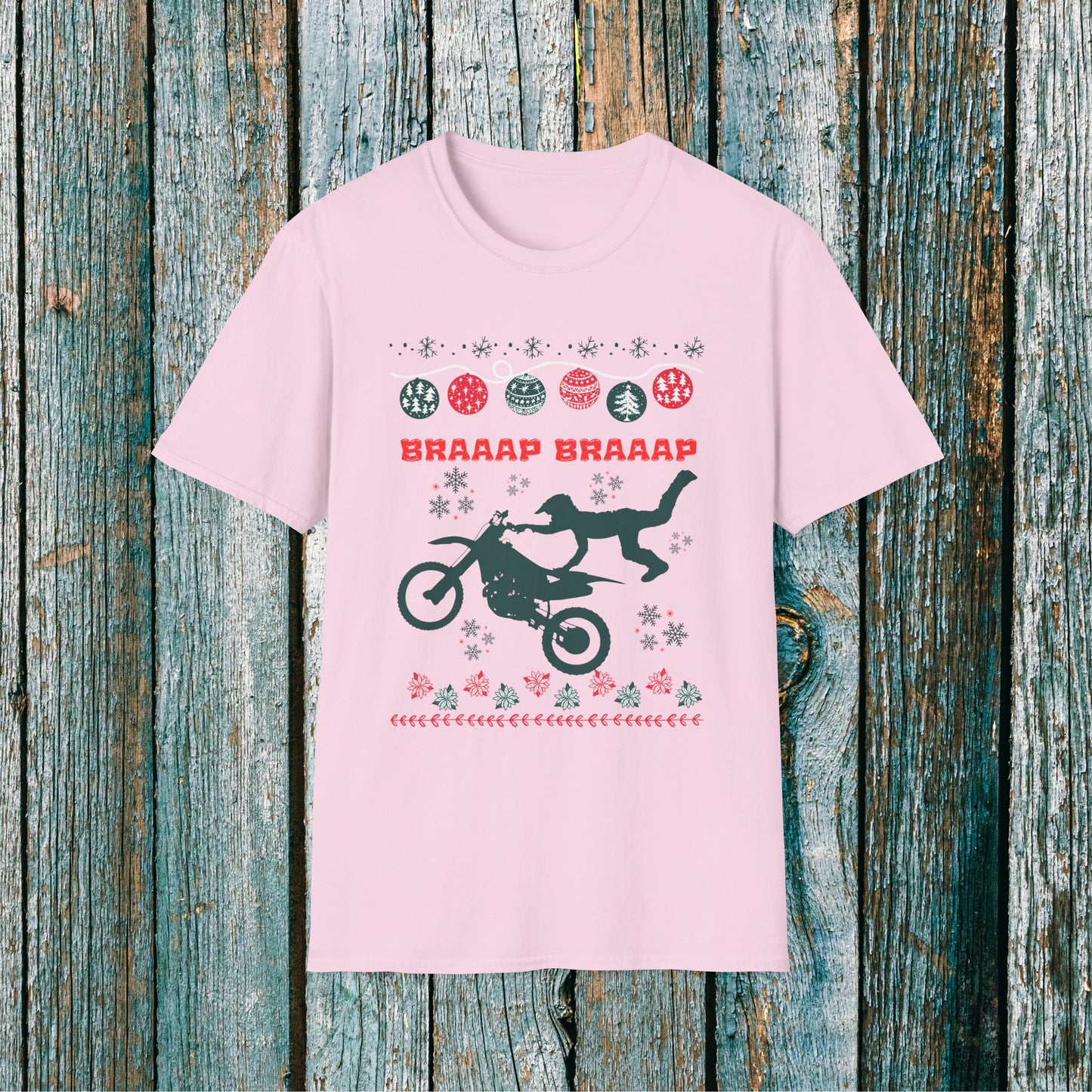 Holiday Motocross Racing | Braaap Braaap Festive Ugly Sweater T-Shirt