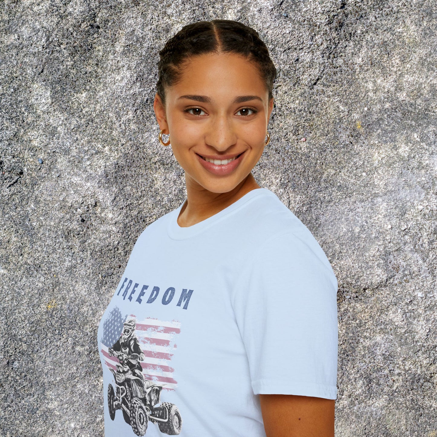 Freedom Rider ATV T-Shirt | American Flag Four Wheeler Shirt | Honda 400 EX Racing