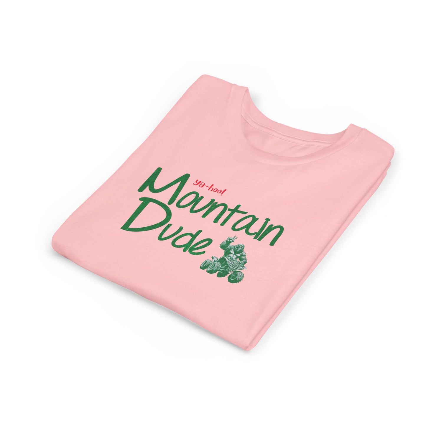 Youth Bigfoot Mountain Dude Tee | Funny Sasquatch/Yeti Short Sleeve Shirt for Kids | Old Mountain Dew Design