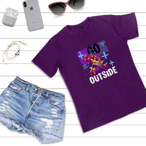 Youth BigFoot Shirt | Go Outside Sasquatch Shirt for Kids | Youth Short Sleeve Tee | Funny FourWheeler shirt for boys | Bella Canvas Soft Cotton tee shirt
