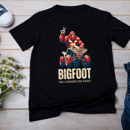 Youth BigFoot Shirt | No longer on Foot Sasquatch Shirt for Kids | Youth Yeti Short Sleeve Tee | Funny FourWheeler shirt for boys | Bella Canvas Soft Cotton tee shirt