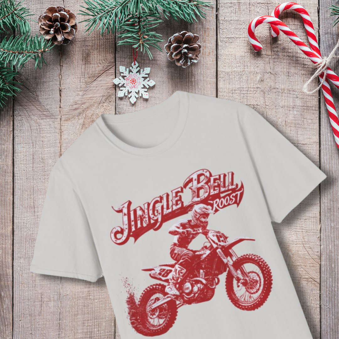 Holiday Motocross Racing Jingle Bell Roost | SOFT Cotton Adult Unisex tee shirt | Dirt Track Racing shirt for men | Dirt bike Ugly Sweater